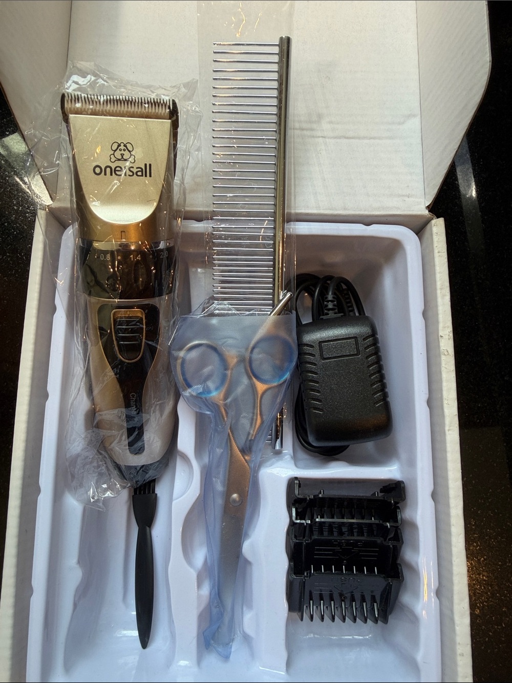 Oneisall Gold & Black Dog and Cat Clipper Kit